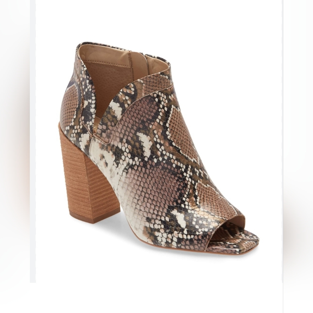 Vince Camuto Fedrilla Open-Toe Snake Print Booties